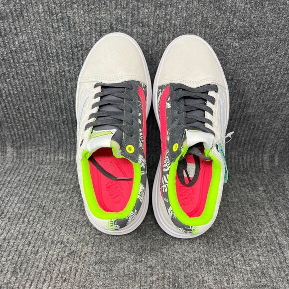 NEW VANS Old Skool Overt CC Canvas Suede White Multi Neon Green Pink Women’s 7.5 - Picture 7 of 8